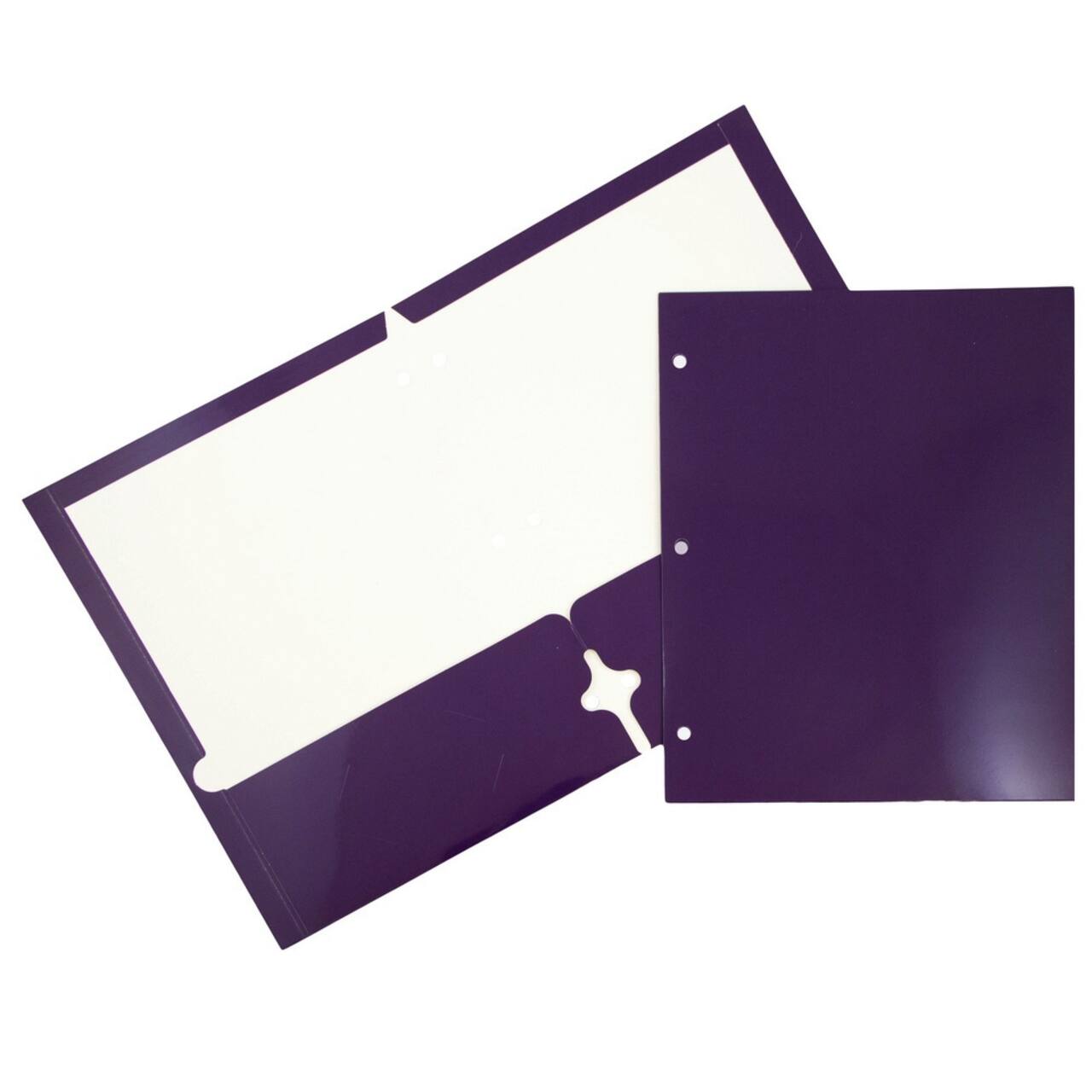 JAM Paper Laminated 2-Pocket Glossy 3-Hole Punch School Folders, 6ct.